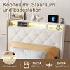 ADWOLT Stauraumbett Polsterbett mit Lattenrost und LED-Beleuchtung, Jugendbett 90x200cm mit USB&Type-C,Kinderbett mit 2 Schubladen,Beige Bild 2