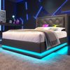 Polsterbett 90x200 cm Schwarz mit 3-seitiger LED-Beleuchtung, Wingback Kopfteil & USB Typ-C Ladefunktion,hydraulischer Stauraum,inklusive Matratze Bild 4
