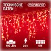 Deuba Lichterkette 15m 400 LED Innen & Außen Warmweiß Regenlichterkette Weihnachten Deko Regen Bild 3