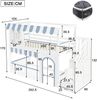 Merax Etagenbett, 90x200cm Kinderbett, Mit Treppenaufbewahrungs-Schrank, Exquisit gearbeitete Fenster und dekorative Details, Stabiler Lattenrost, Weiß+Blau Bild 4
