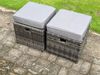 Fimous Hoher Rücken Dunkelgrau gemischt Rattan Ecksofa Set Gartenmöbel Rechteckiger Esstisch 2 kleine Fußhockern 8 Sitzer Bild 3