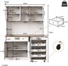Merax 140cm Küchenschrank mit Rollwagen, Hochschrank mit LED-Beleuchtung, Pantryschrank mit Weinglasregal & Weinregal, Beleuchteter Sideboard Schrank Bild 4