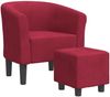 vidaXL Clubsessel mit Fußhocker Weinrot Samt 356455 Bild 2