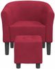 vidaXL Clubsessel mit Fußhocker Weinrot Samt 356455 Bild 3