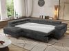 MKS Möbel 'Pablo L-Form' Ecksofa mit Schlaffunktion, verstellbare Kopfstützen, Dunkelgrau, Cordstoff, T25 Topper, Links Bild 4