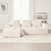 Kompaktsofa aus Cord 253x158x61 cm mit Seitenfächern & Becherhaltern, beige Bild 2