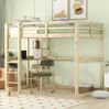 Bett 140x200 cm aus Kiefer mit integriertem Schreibtisch und Stauraum – platzsparendes Naturholz-Design Bild 2