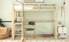 Bett 140x200 cm aus Kiefer mit integriertem Schreibtisch und Stauraum – platzsparendes Naturholz-Design Bild 4