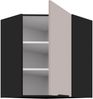 Küchen Eckhängeschrank 60x60 cm Küche ARONA Kaschmir beige matt + Schwarz matt Küchenzeile Küchenblock Einbauküche Bild 2