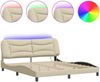 vidaXL Bettgestell mit LED ohne Matratze "Hvar" Creme 180x200 cm Stoff 3213723 Bild 2