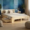 Holzbett Doppelbett 160x200 cm Bett mit 2 Bettkästen und Lattenrost Holzbettrahmen Natur Massiv Holz Bild 2