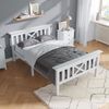 Bett 90x200 cm aus Kiefer massiv mit Stauraum und X-Kopfteil – inkl. Lattenrost, Weiß Bild 3