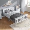 Bett 90x200 cm aus Kiefer massiv mit Stauraum und X-Kopfteil – inkl. Lattenrost, Weiß Bild 3