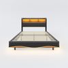 Polsterbett aus Leinenstoff mit LED & USB-Anschluss, 160x200 cm, grau, Stauraum, ohne Matratze Bild 5