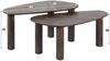 Couchtisch 2er-Set Foray aus massivem Teakholz, organisches Design, Braun, strukturierte Platte Bild 3