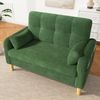 Merax Zweisitzer Sofa mit dicken weichen Polstern, 2 Kissen und seitlicher Aufbewahrungstasche, Chenillegewebe, Grün Bild 3