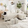 Schlafsofa 231 x 131,5 x 84 cm mit Schlaffunktion, Stauraum, USB/Typ-C und Seitenablagen – Ecksofa aus Cord in Beige Bild 5