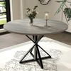 GarveeMore Esstisch runder aus Holz,robuster Metallsockel für 4 Personen, Küchentische mit rundem Sockel für Esszimmer,Küche,Wohnzimmer Bild 1