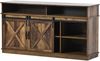 TV-Schrank B 148 x T 40 x H 78 cm aus Spanplatte, braun, mit Schiebetüren & verstellbaren Regalen Bild 4