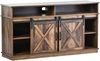 TV-Schrank B 148 x T 40 x H 78 cm aus Spanplatte, braun, mit Schiebetüren & verstellbaren Regalen Bild 2