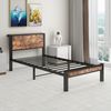BlingBin Metallbett Metallgestell mit Stauraum-Kopfteil, Einzelbett Jugendbett (Einzelnes Metall-Plattformbettgestell, Geräuschfrei, 1-tlg, 90*200cm, Keine Matratze, Max Belastbarkeit: 180kg), Metalluntergestell, Ohne Boxspring Notwendig, Vintage Braun Bild 2