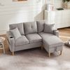 L-förmiges Sofa mit Stauraum & Getränkehalter, Baumwoll-Leinen, hellgrau, 175x129x90 cm Bild 3