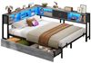MSMASK Daybett Schlafsofa mit LED-Beleuchtung und Steckdose, Kinderbett, Jugendbett (1 tlg), Bett mit Metallrost, 140x200 cm Bild 2