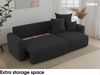 MEBLINI Schlafcouch mit Bettkasten - 238x142x73cm - Schwarz Cordstoff - DAVE - Kleines Ecksofa mit Schlaffunktion - Sofa mit Relaxfunktion und Kissen - Kleine Couch L-Form - Eckcouch Bild 4