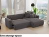 MEBLINI Schlafcouch mit Bettkasten - 260x160x78cm - Dunkelgrau Cordstoff - BALI - Kleines Ecksofa mit Schlaffunktion - Sofa mit Relaxfunktion und Kissen - Kleine Couch L-Form - Eckcouch Bild 4