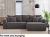 MEBLINI Schlafcouch mit Bettkasten - 260x160x78cm - Dunkelgrau Cordstoff - BALI - Kleines Ecksofa mit Schlaffunktion - Sofa mit Relaxfunktion und Kissen - Kleine Couch L-Form - Eckcouch Bild 3