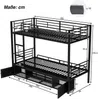 Etagenbett mit Trittleiter, Lattenrost, Schuhregal, Schrank, 2 Liegeflächen und Rausfallschutz, 90x200 cm, Metallbett, Kinderbett Bild 5