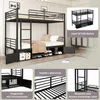 Etagenbett mit Trittleiter, Lattenrost, Schuhregal, Schrank, 2 Liegeflächen und Rausfallschutz, 90x200 cm, Metallbett, Kinderbett Bild 4