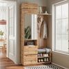 Merax Garderoben-Set 5-in-1 Kompaktgarderobe Scandi Garderobenkombination, (1-St, 90 L × 34,5 B × 190 H (cm), Flurgarderoben Set mit Spiegel Sitzbank Schuhregal Schubladen & Haken Bild 3