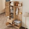 Merax Garderoben-Set 5-in-1 Kompaktgarderobe Scandi Garderobenkombination, (1-St, 90 L × 34,5 B × 190 H (cm), Flurgarderoben Set mit Spiegel Sitzbank Schuhregal Schubladen & Haken Bild 2