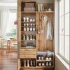 Merax Garderoben-Set 5-in-1 Kompaktgarderobe Scandi Garderobenkombination, (1-St, 90 L × 34,5 B × 190 H (cm), Flurgarderoben Set mit Spiegel Sitzbank Schuhregal Schubladen & Haken Bild 4