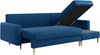 Ecksofa - L-form mit Schlaffunktion und Bettkasten - LANG - Dunkelblau Mikrofaser Bild 4