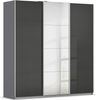 rauch Kleiderschrank, Schwebetürenschrank KULMBACH, 3-türig, 1 Spiegeltüre, inkl. Türdämpfer und weiterem Zubehör, Hochglanz Effektgrau/Grau metallic, 203 x 211 x 62 cm Bild 3
