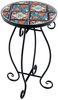 COSTWAY Gartentisch, Mosaiktisch rund aus Metall & Keramik, ∅30x50 cm Bild 5