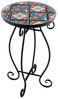 COSTWAY Gartentisch, Mosaiktisch rund aus Metall & Keramik, ∅30x50 cm Bild 4
