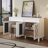 Merax Sideboard mit vier Spiegeltüren, Schubladenschrank mit Schubladen, verstellbaren Einlegeböden und Kristallgriffen, Weiß Bild 3
