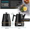 Arendo Teekanne Edelstahl, Siebeinsatz, 1000 ml, mit Griff aus Metall, Isolierkanne, 1 l, (Set, 3-St, Teesieb, Stövchen), Doppelwandige Thermo Isolierung, Kanne mit Teesieb für losen Tee Bild 2