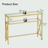 YMYNY Konsolentisch Gehärtetes Glas Sofa Tisch Industrieller Flur Gold Bild 2