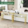 YMYNY Konsolentisch Gehärtetes Glas Sofa Tisch Industrieller Flur Gold Bild 5