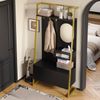 Flurgarderobe Schwarz mit Spiegel, Schuhfach, Haken, Doppeltürschrank, Kompaktgarderoben, Stauraum für Flur Bild 4