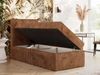 Boxspringbett TILIANO 90x200 Cord inkl. Bettkasten, Einzelbett 7-Zonen Multipocket-Matratze & Topper, Modernes Design mit hohem Kopfteil - Orange Cordstoff - H3 - Topper Visco Bild 3