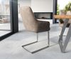 Freischwinger Zelia-Flex mit Armlehnen Mikrofaser Taupe Vintage Freischwinger flach Edelstahl Taschenfederkern Bild 5