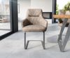 Freischwinger Zelia-Flex mit Armlehnen Mikrofaser Taupe Vintage Freischwinger flach Edelstahl Taschenfederkern Bild 2