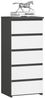 Home Collective Kommode 40 cm breit Holz Highboard Sideboard für Flur Schlafzimmer Wohnzimmer (Mehrzweckschrank Schrank schmal Kommode Schlafzimmer mit Schubladen), Kinderzimmer Organizer, 92 cm hoch mit 5 Schubladen graphit-weiß Bild 5
