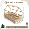 Crazy Pine 'Crazy Blanco' Hausbett mit Rausfallschutz, Skandinavisches Design, Naturholz, Natur, 100x200 cm, mit Ausziehbett Bild 2
