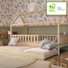 Crazy Pine 'Crazy Blanco' Hausbett mit Rausfallschutz, Skandinavisches Design, Naturholz, Natur, 100x200 cm, mit Ausziehbett Bild 3